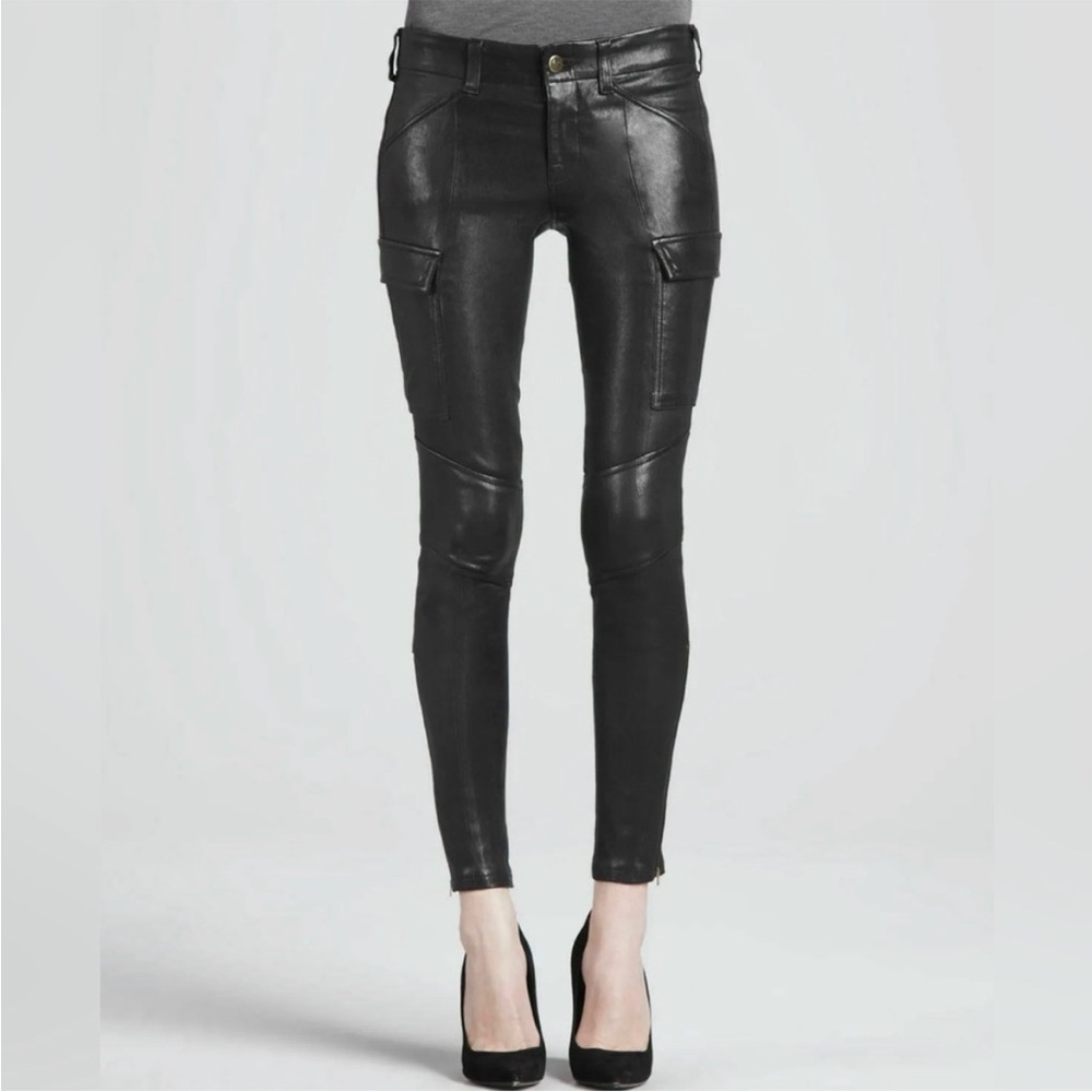 J Brand Houlihan 100% Leather Low Rise Skinny Cargo Pants 26